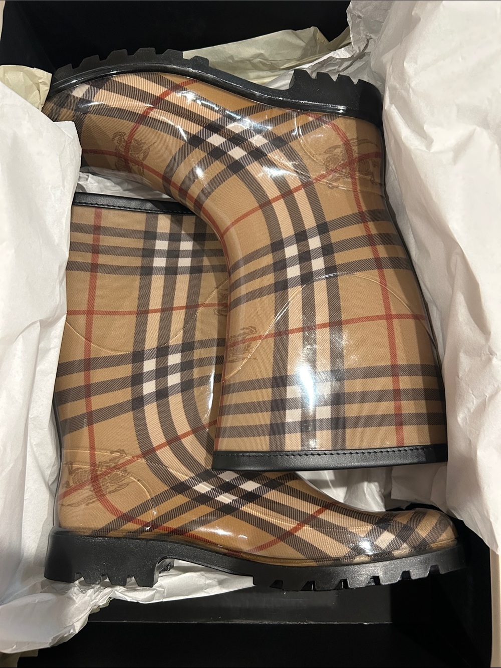 Burberry Classic Check / Haymarket Rubber Rain Boots